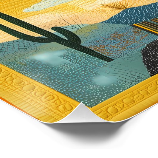 Geel ingelijste Desert Art Grid – Levendige geomet Perfect Poster (Hoek)