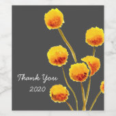 Geel inheemse Australische Billy Button bloemen Wijn Etiket (Enkel label)