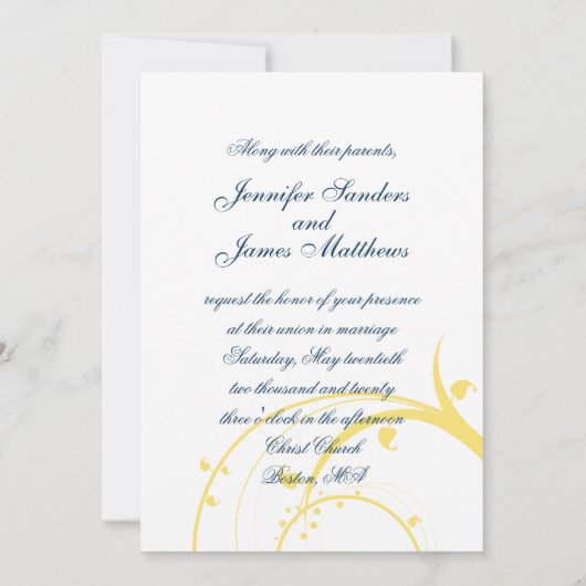 Geel Initiaal, uitnodiging voor blauwe zweepse bru (Achterkant)