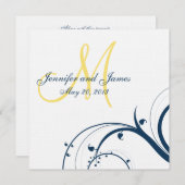 Geel Initiaal, uitnodiging voor blauwe zweepse bru (Voorkant / Achterkant)