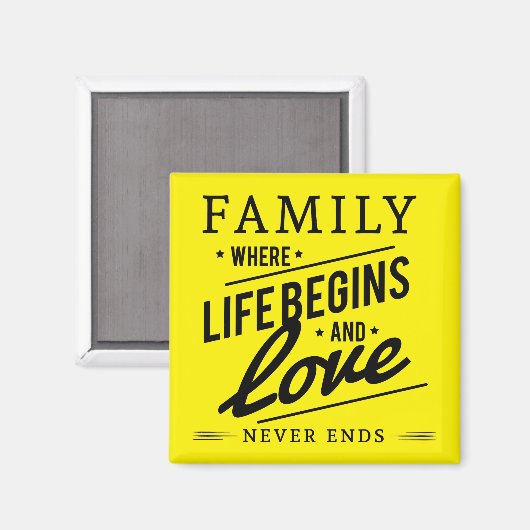 Geel Inspirerend Typografie Family Quote Magneet (Voorkant / Achterkant)
