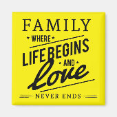 Geel Inspirerend Typografie Family Quote Magneet (Voorkant)