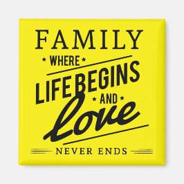 Geel Inspirerend Typografie Family Quote Magneet