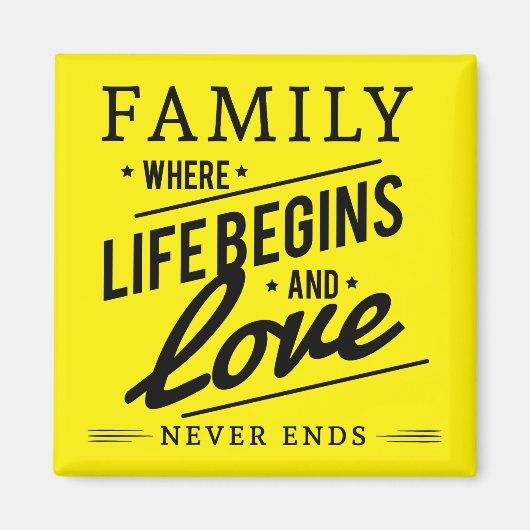 Geel Inspirerend Typografie Family Quote Magneet (Voorkant)