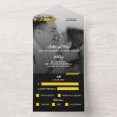 Geel instapkaart All-in-One trouwuitnodiging All In One Uitnodiging (Binnen)