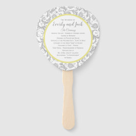 Geel Iris en Grijs Damast Trouwprogramma Handwaaier