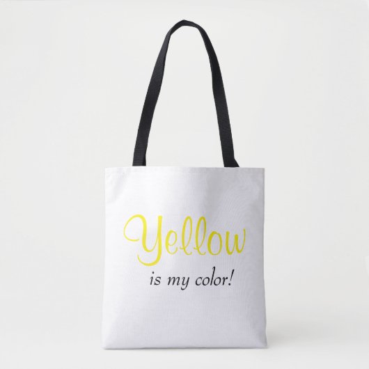 Geel Is Mijn Kleur Citaat Script Tote Bag (Voorkant)