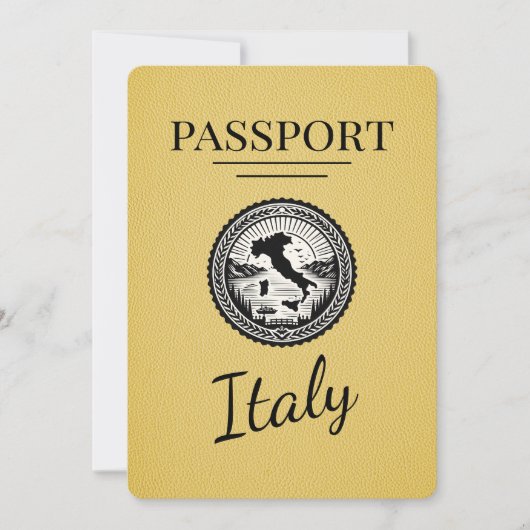 Geel Italië paspoort Save The Date (Voorkant)