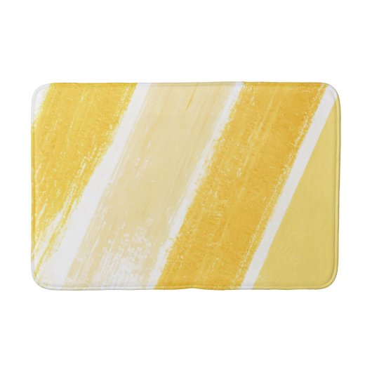 Geel Ivoor Oker Gestreepte Verfstaal Badmat (Voorkant)