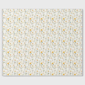 Geel & Ivoor Wildflowers op wit Cadeaupapier (Vlak)
