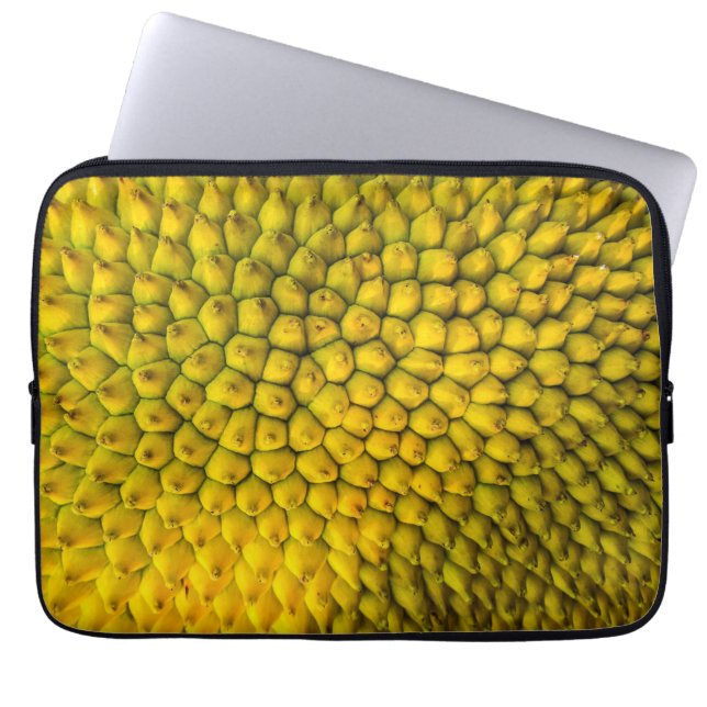 Geel Jackfruit Huid Patroon Exotisch Tropisch Laptop Sleeve (Voorkant)