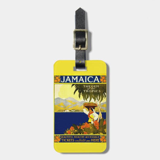 Geel Jamaica-Poster Bagagelabel (Voorkant verticaal)