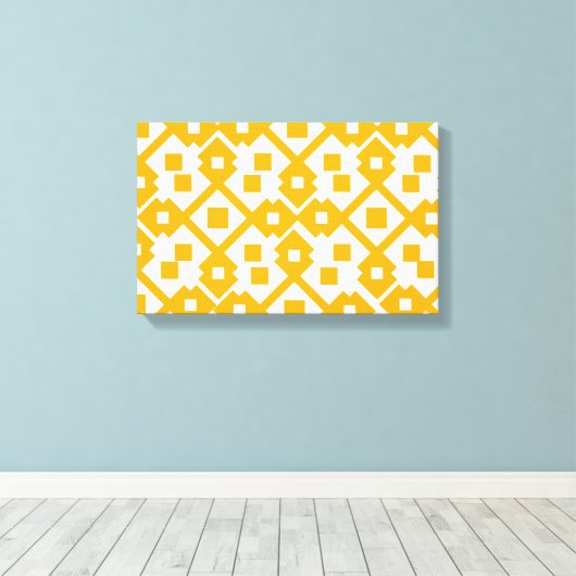 Geel Jamdani ontwerp Canvas Afdruk (Insitu (Houten vloer))