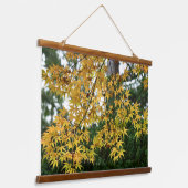 Geel Japans esdoorn bladeren fotografisch Hangend Wandkleed (Gebogen)