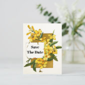  geel jasmijn bloemenbewaar de datum aankondigingskaart (Staand voorkant)