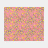 Geel Jasmijnventiel op koraalroze Fleece Deken (Voorkant (Horizontaal))