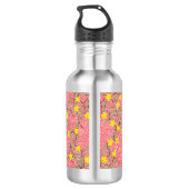 Geel Jasmijnventiel op koraalroze Waterfles (Achterkant)