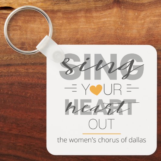 Geel je hart uitzingen sleutelhanger (Voorkant)