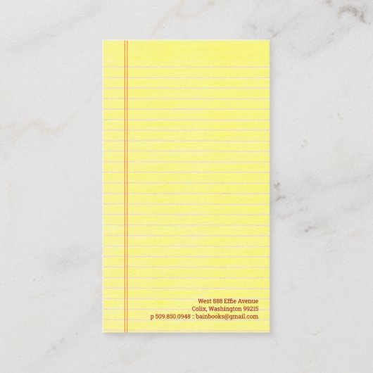 Geel juridisch advies visitekaartje (Achterkant)