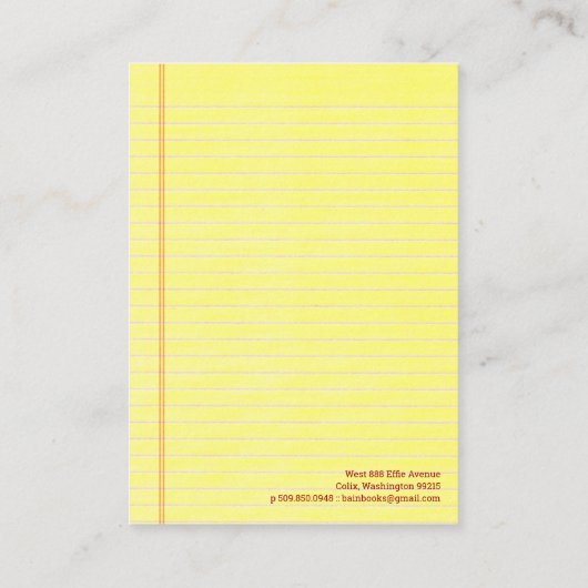 Geel juridisch advies visitekaartje (Achterkant)