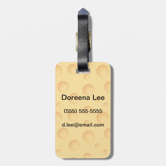 Geel kaaspatroon bagagelabel (Achterkant verticaal)