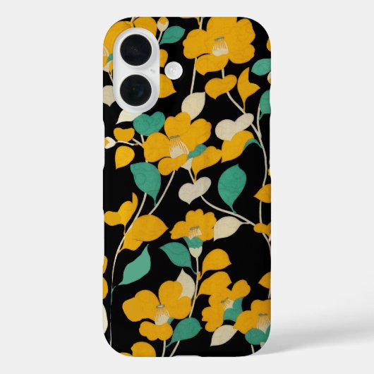 GEEL KAMELLIAS, WITTE GROENE LEIDT ZWARTE VRIJ Case-Mate iPhone CASE (Achterkant)