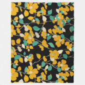 GEEL KAMELLIAS, WITTE GROENE LEIDT ZWARTE VRIJ FLEECE DEKEN (Voorkant)