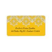 Geel kant bruiloft adres label (Voorkant)