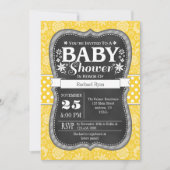 Geel karton Floral Baby shower Invite Kaart (Voorkant)