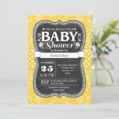 Geel karton Floral Baby shower Invite Kaart (Staand voorkant)