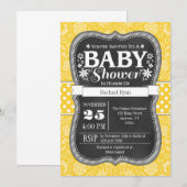 Geel karton Floral Baby shower Invite Kaart (Voorkant / Achterkant)