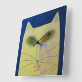 Geel kat Abstracte art  Vierkante Klok (Hoek)