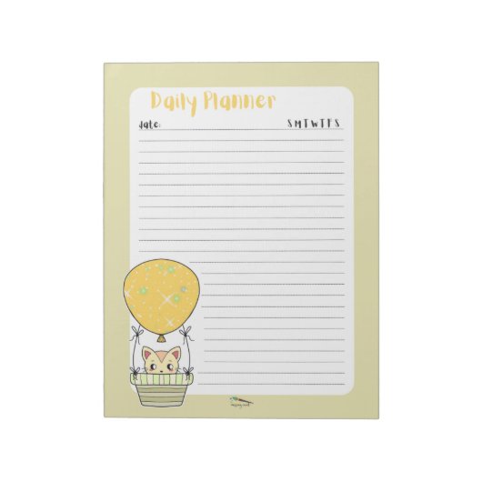 Geel Kat Daily Planner Notitieblok (Linkerzijde)