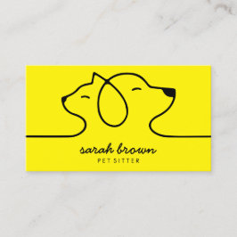 Geel kat dog line Logo Petsitter Visitekaartje