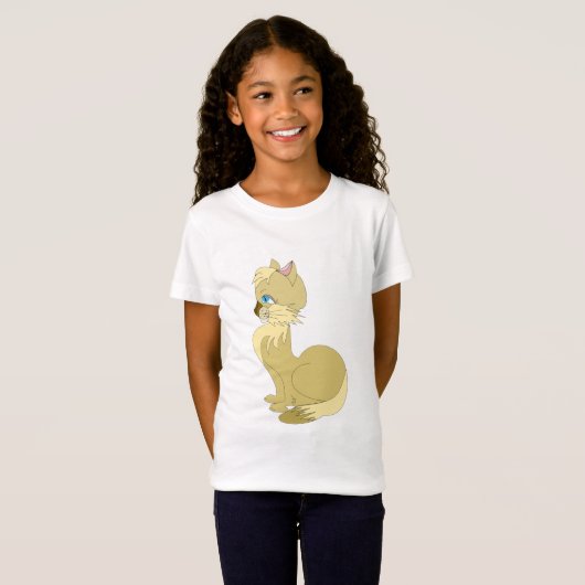 Geel Kat Kids T-Shirt (Voorkant volledig)
