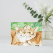 Geel kat zussen Origineel KunstBriefkaart Briefkaart (Staand voorkant)