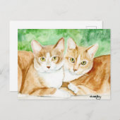 Geel kat zussen Origineel KunstBriefkaart Briefkaart (Voorkant / Achterkant)