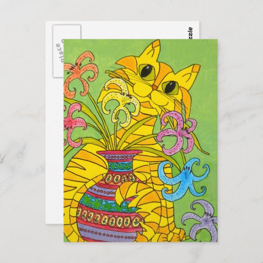 Geel katje met luiers briefkaart (Voorkant / Achterkant)