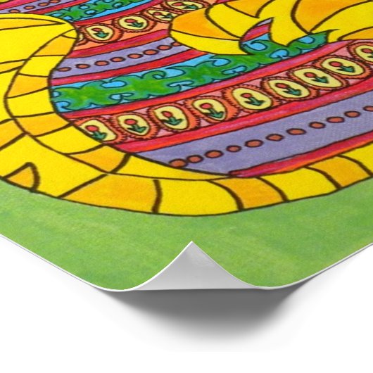 Geel katje met luiers poster (Hoek)