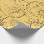 Geel -Kelesal Sun Moon Stars Cadeaupapier (Hoek)
