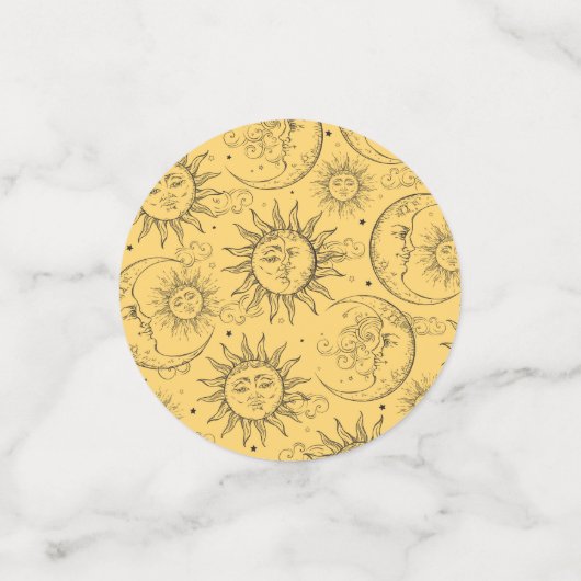Geel -Kelesal Sun Moon Stars Confetti (Kleine voorkant)