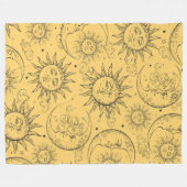 Geel -Kelesal Sun Moon Stars Fleece Deken (Voorkant (Horizontaal))