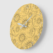 Geel -Kelesal Sun Moon Stars Grote Klok (Hoek)