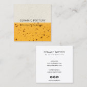 GEEL KERAMISCHE POTTERY GLAZED GESPECKELDE TEXTUUR VIERKANTE VISITEKAARTJE (Voorkant / Achterkant)