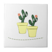 Geel keramische tegels met groene cactus tegeltje (Voorkant)