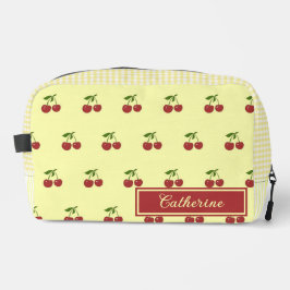 Geel Kersen Gingham Patroon Eenvoudig Rood Fruit Toilettasje