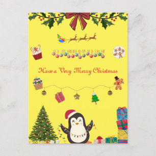 Geel Kerst Briefkaart