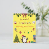 Geel Kerst Briefkaart (Staand voorkant)