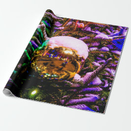 Geel Kerstbal Ornament Cadeaupapier