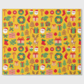 Geel Kerstcadeau Alles Cadeaupapier (Vlak)